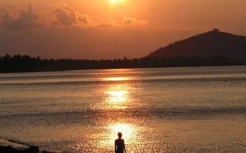 Sunset over the sea in Bali