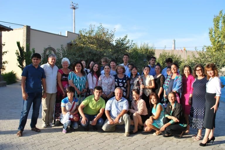 Group of Silk Road course participants outdoors, September 2015