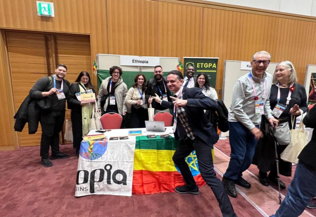 Tourist guides from many countries meeting at the association fair of the 2026 Convention in Fukuoka