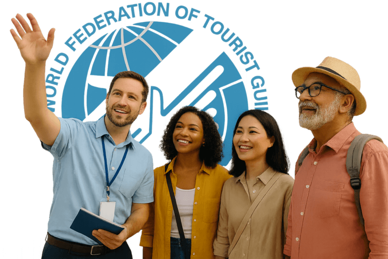 Tourist guides with WFTGA logo